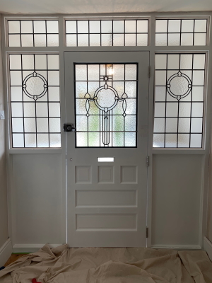 Commission for leaded lights for new door and side panels